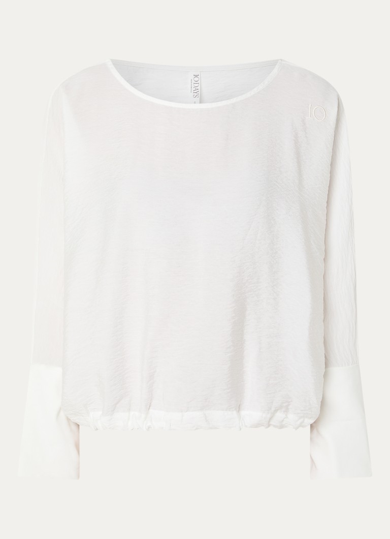10DAYS Dames Semi-transparante top met logo in de kleur Creme