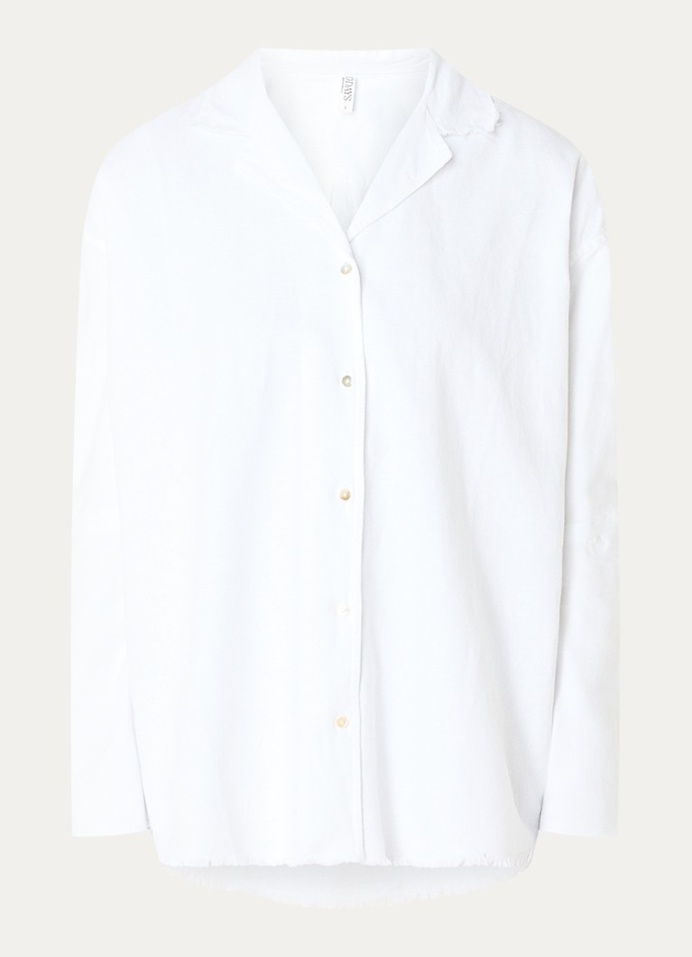 10DAYS Dames Blouse in linnenblend in de kleur Wit