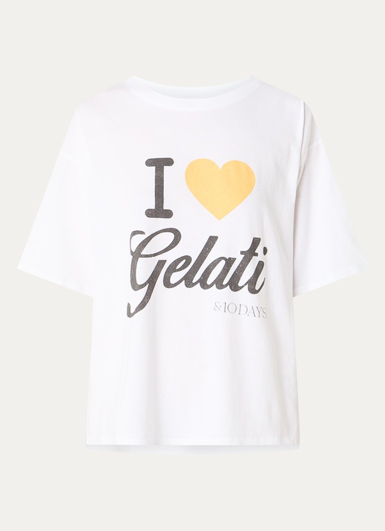 10DAYS Dames Gelati T-shirt met print in de kleur Wit