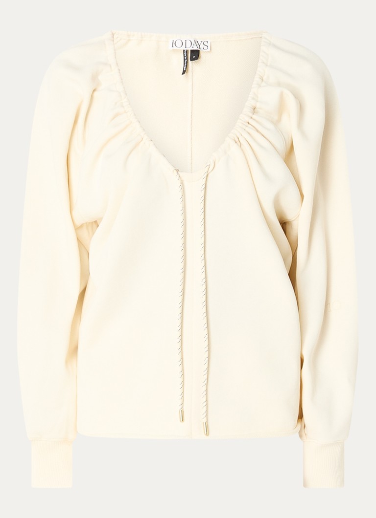 10DAYS Dames LA sweater met trekkoord in de kleur Creme