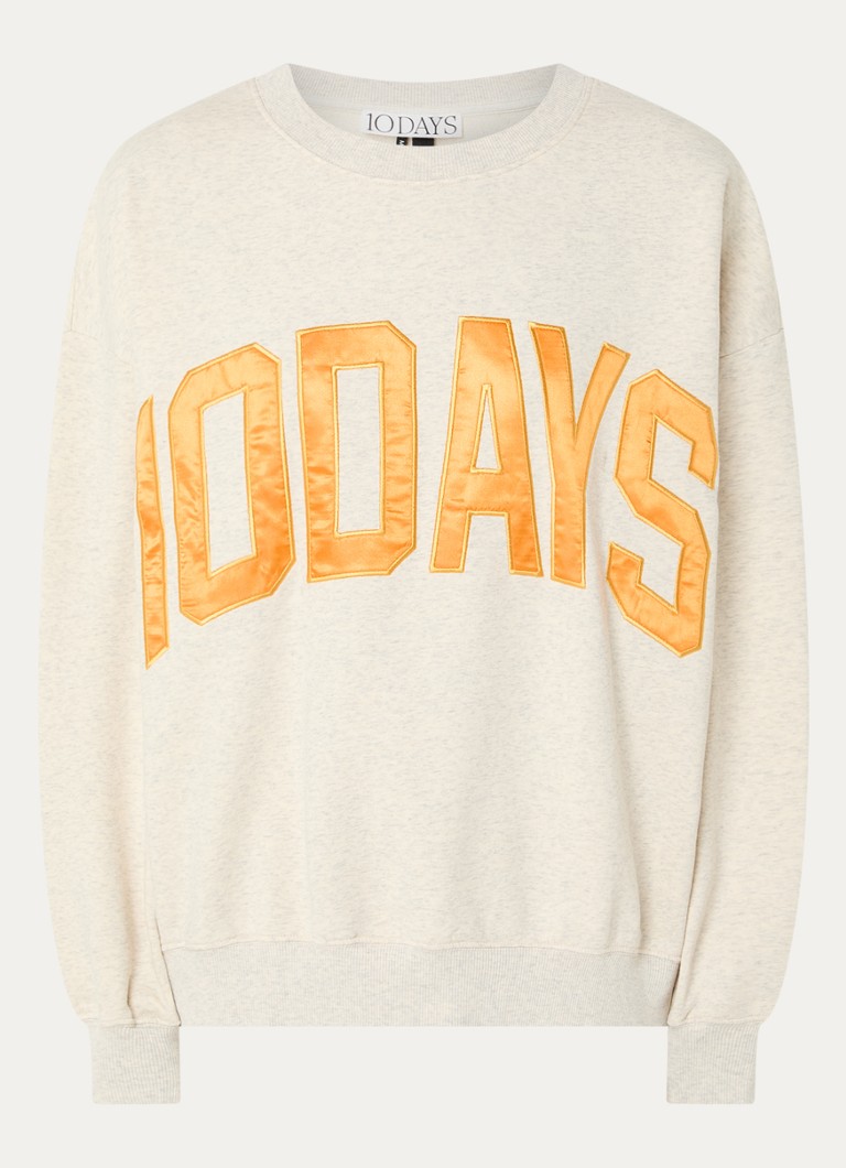 10DAYS Dames Sweater met logoborduring in de kleur Grijsmele
