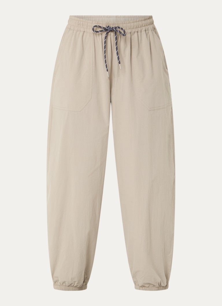 10DAYS Dames High waist tapered fit joggingbroek met logoborduring in de kleur Khaki