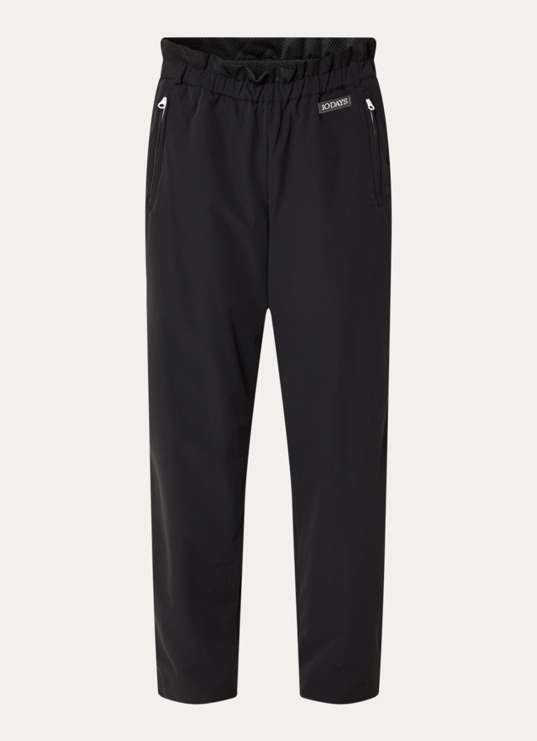 10DAYS Dames Mid waist tapered fit trackpants van softshell met ritszakken in de kleur Zwart