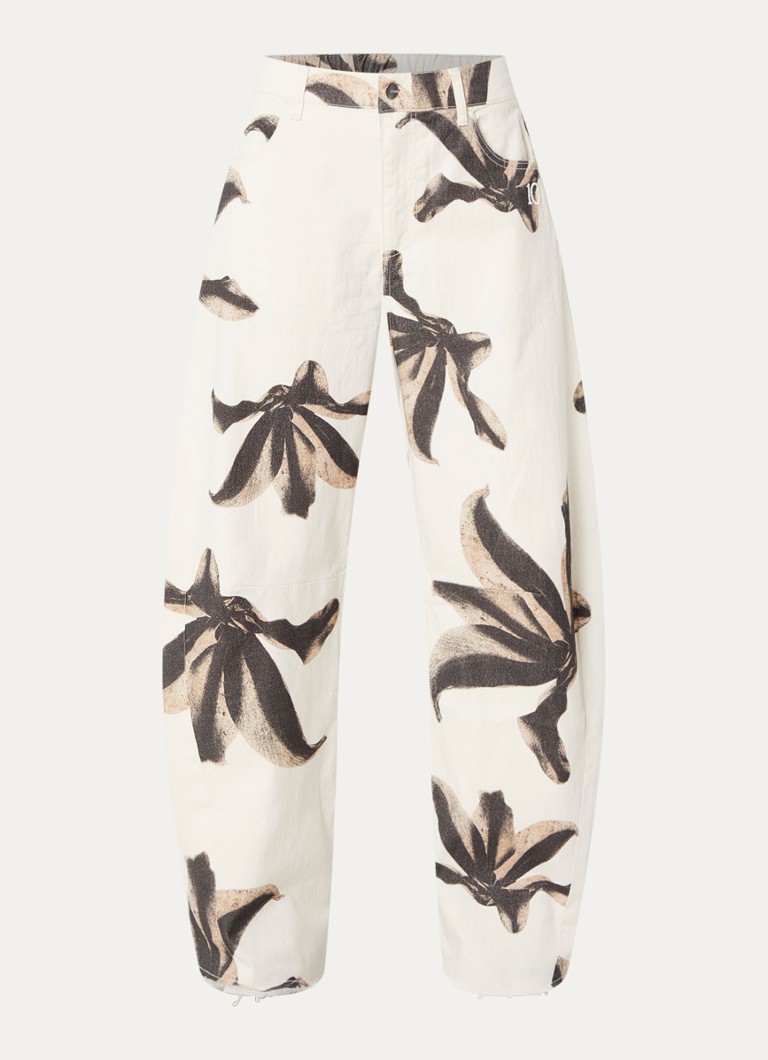 10DAYS Dames High waist straight leg jeans met print in de kleur Gebroken wit