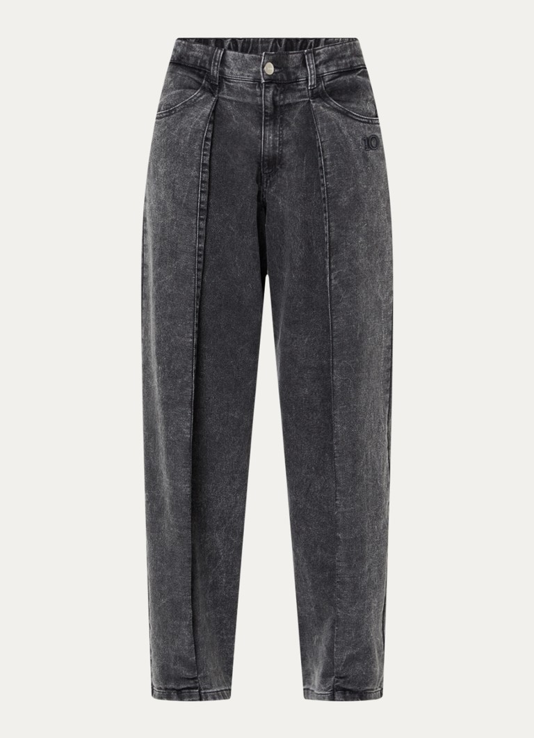 10DAYS Dames High waist straight fit jeans met gekleurde wassing in de kleur Antraciet