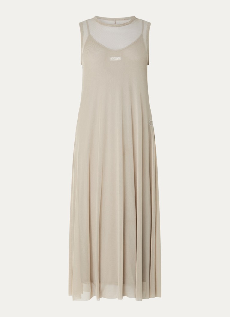 10DAYS Dames Semi-transparante maxi jurk van mesh in de kleur Khaki