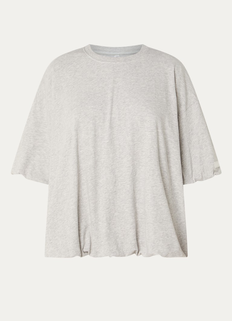 10DAYS Dames T-shirt met gemêleerd dessin en plooidetail in de kleur Grijsmele