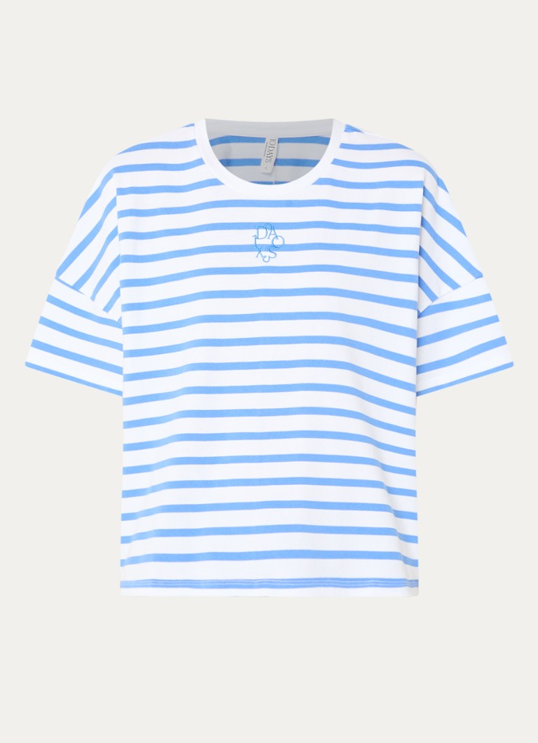 10DAYS Dames T-shirt met streepprint in de kleur Blauw