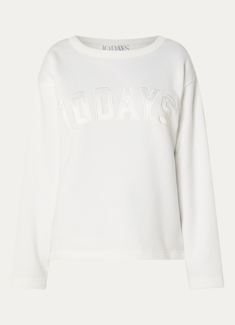 10DAYS Dames Sweater met logo in de kleur Gebroken wit