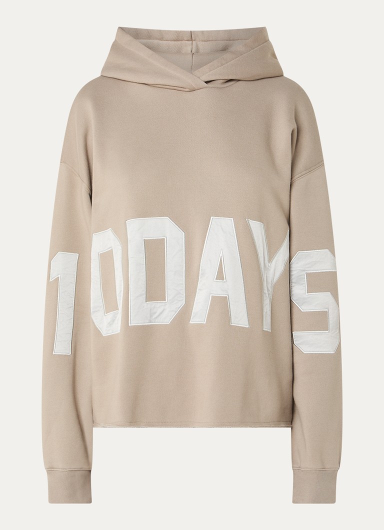 10DAYS Dames Hoodie met logo in de kleur Khaki