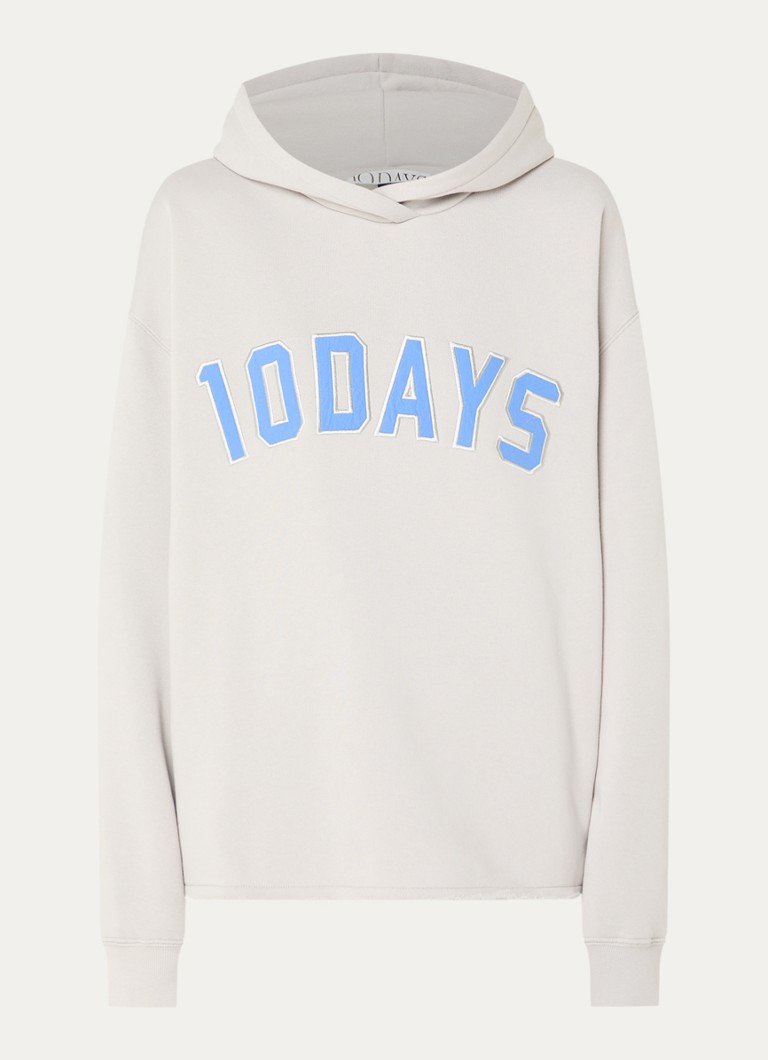 10DAYS Dames Hoodie met logo in de kleur Lichtgrijs