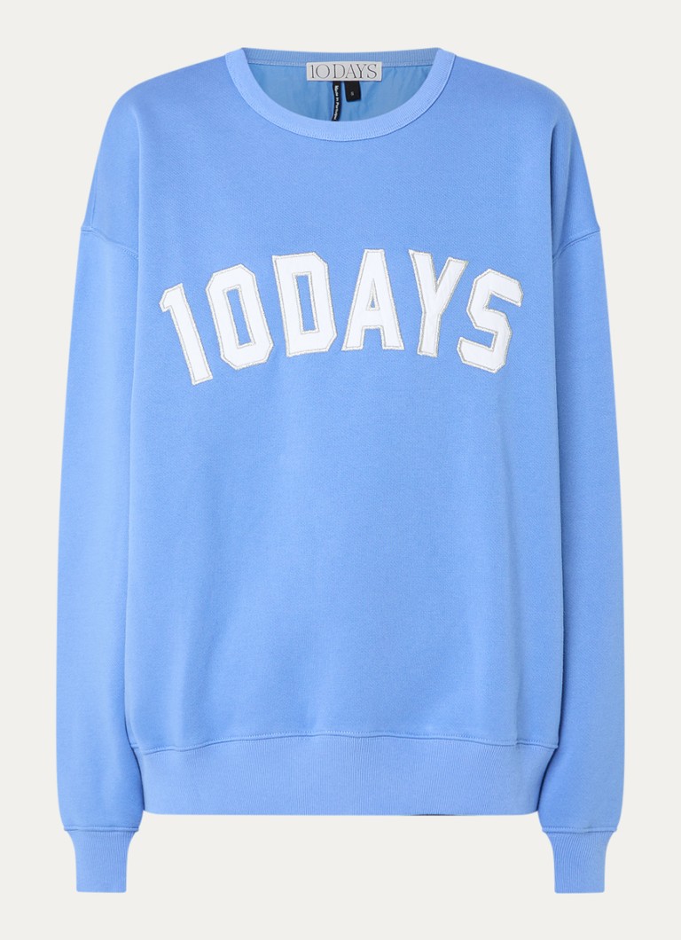 10DAYS Dames Sweater met logoborduring in de kleur Blauw