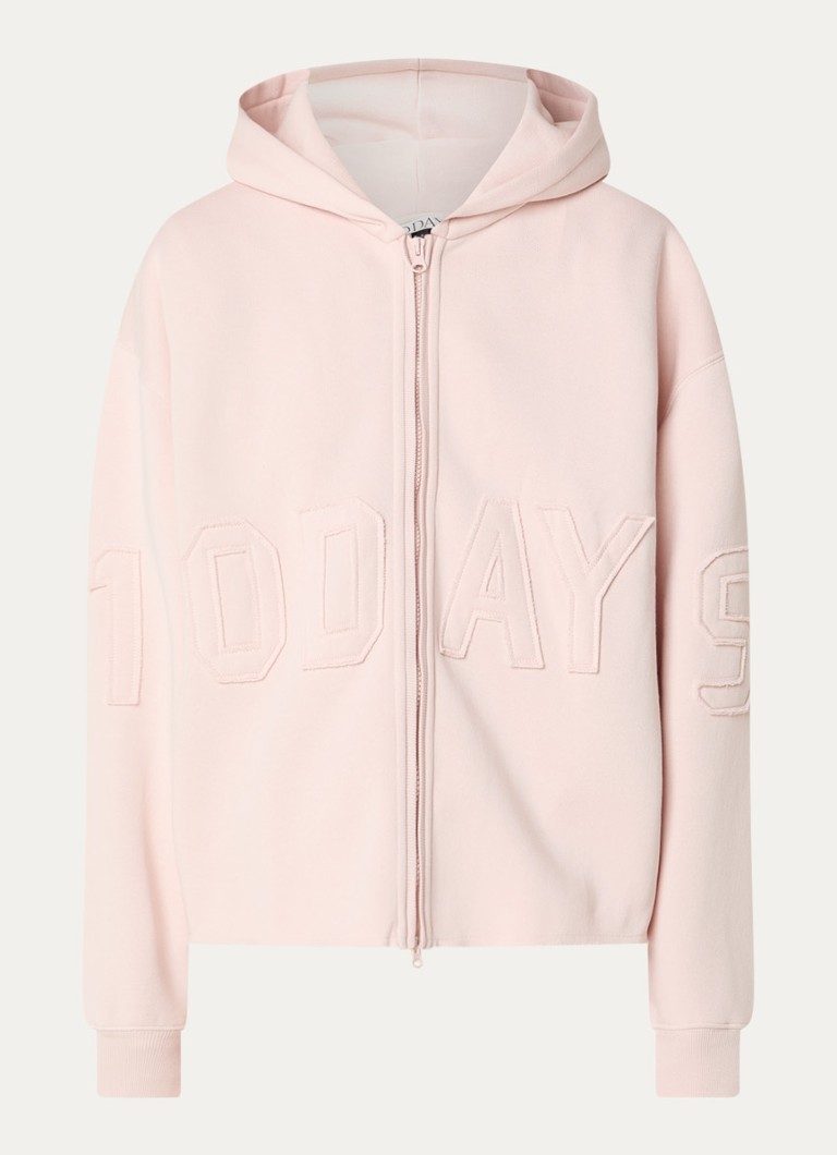 10DAYS Dames Oversized sweatvest met logo in de kleur Lichtroze
