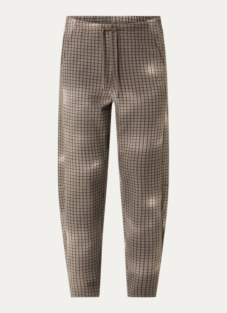10DAYS Dames Mid waist loose fit broek met print in de kleur Donkerbruin