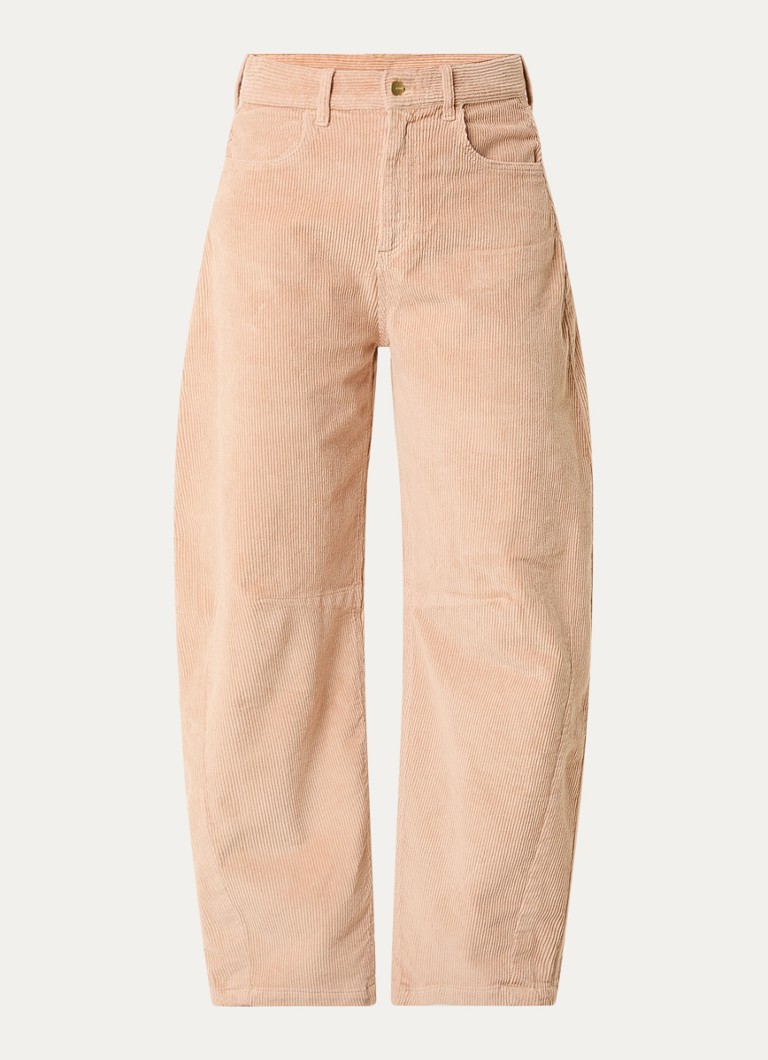10DAYS Dames High waist wide fit broek met steekzakken in de kleur Abrikoos