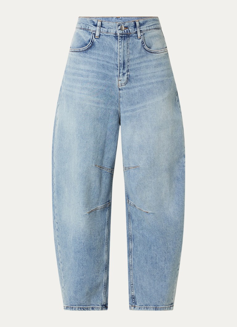 10DAYS Dames High waist wide leg jeans met lichte wassing in de kleur Indigo
