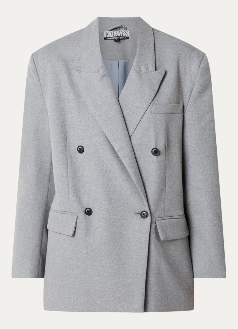 10DAYS Dames Proud double-breasted blazer met klepzakken in de kleur Lichtgrijs