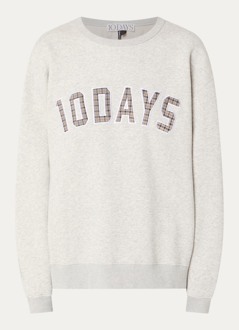 10DAYS Dames Genell sweater met logopatch in de kleur Grijsmele