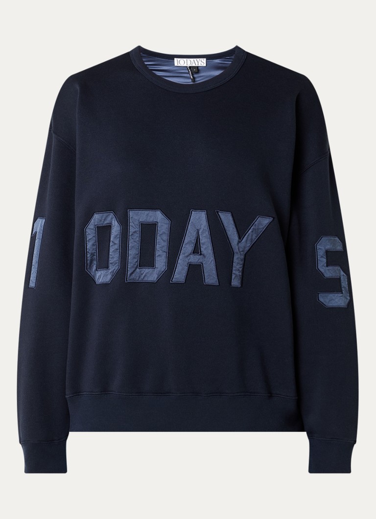 10DAYS Dames Sweater met logoborduring in de kleur Donkerblauw