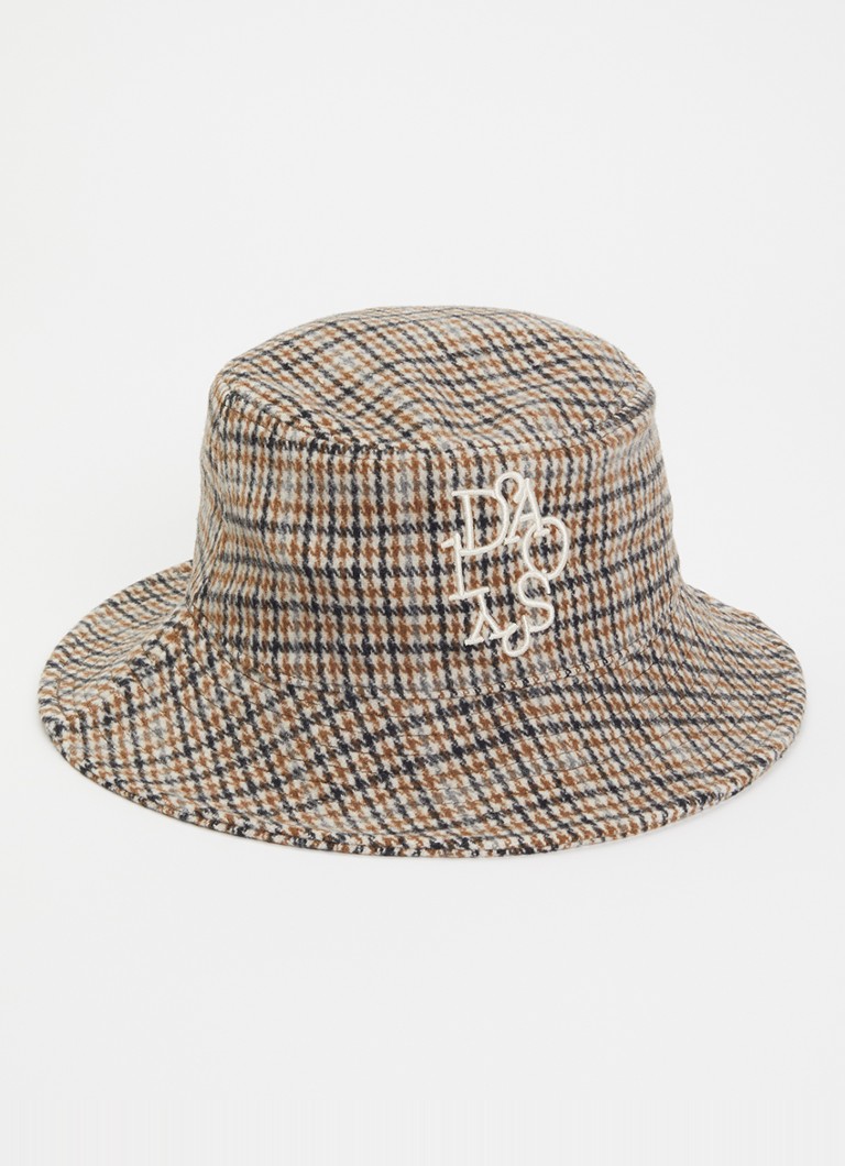 10DAYS Dames Bucket hoed in wolblend met logoborduring in de kleur Beige