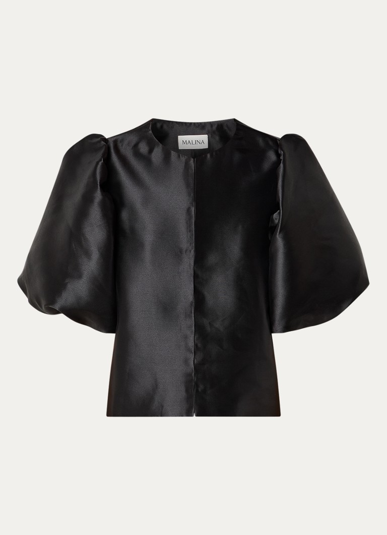 Malina Dames Cleo blouse met pofmouw in de kleur Zwart