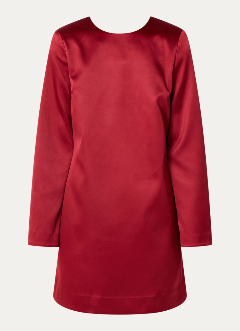 Malina Dames Elna mini jurk met rugdecolleté in de kleur Donkerrood