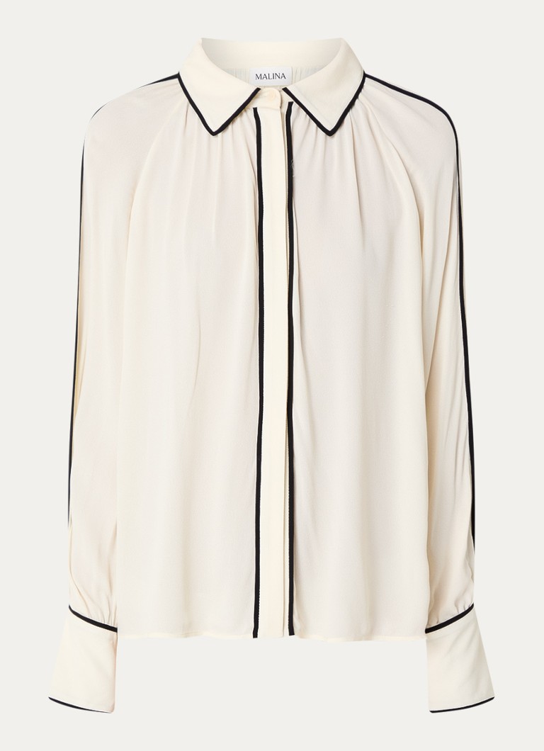 Malina Dames Bea blouse met plooidetail in de kleur Ivoor