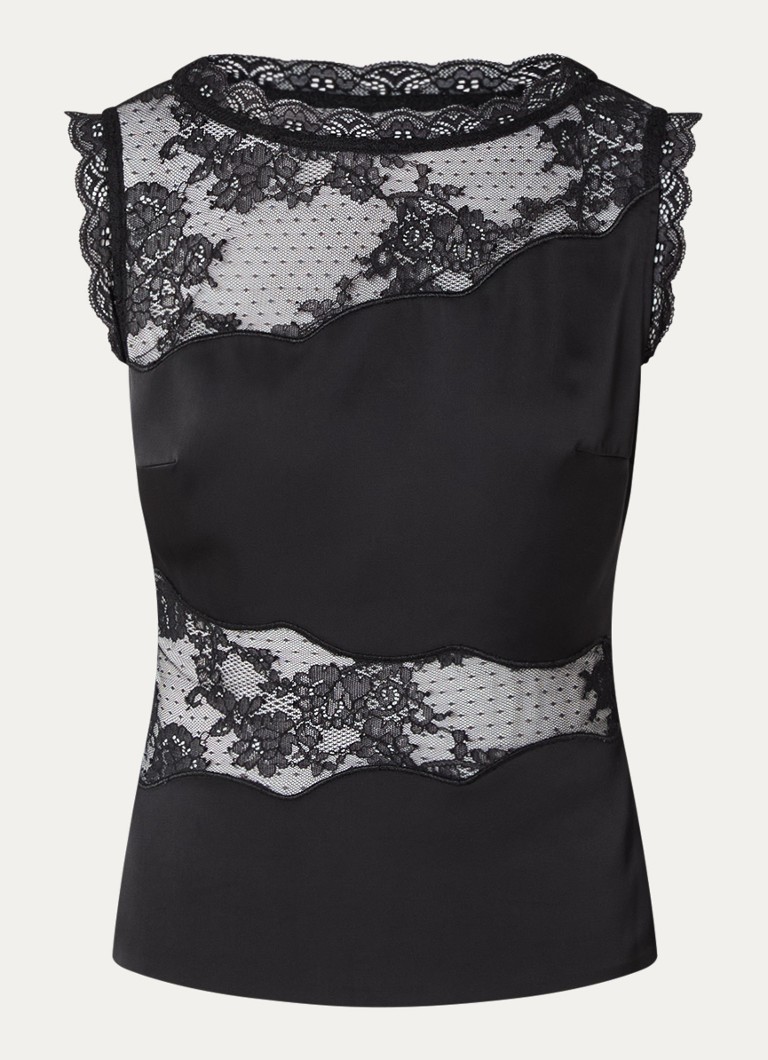 Malina Dames Desire top van satijn met details van kant in de kleur Zwart