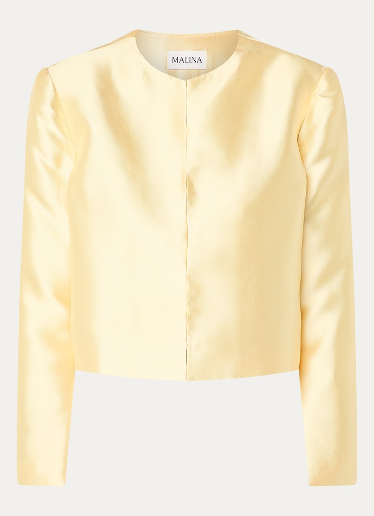 Malina Dames Ruthie cropped blouse van satijn in de kleur Geel