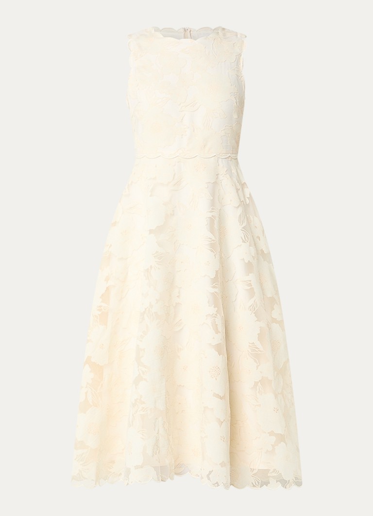 Malina Dames Elin midi jurk met bloemenprint in de kleur Ivoor