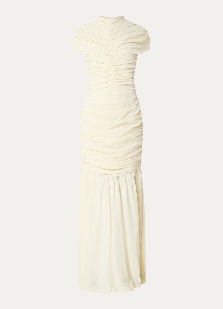 Malina Dames Loana maxi jurk met split en gedrapeerd detail in de kleur Creme