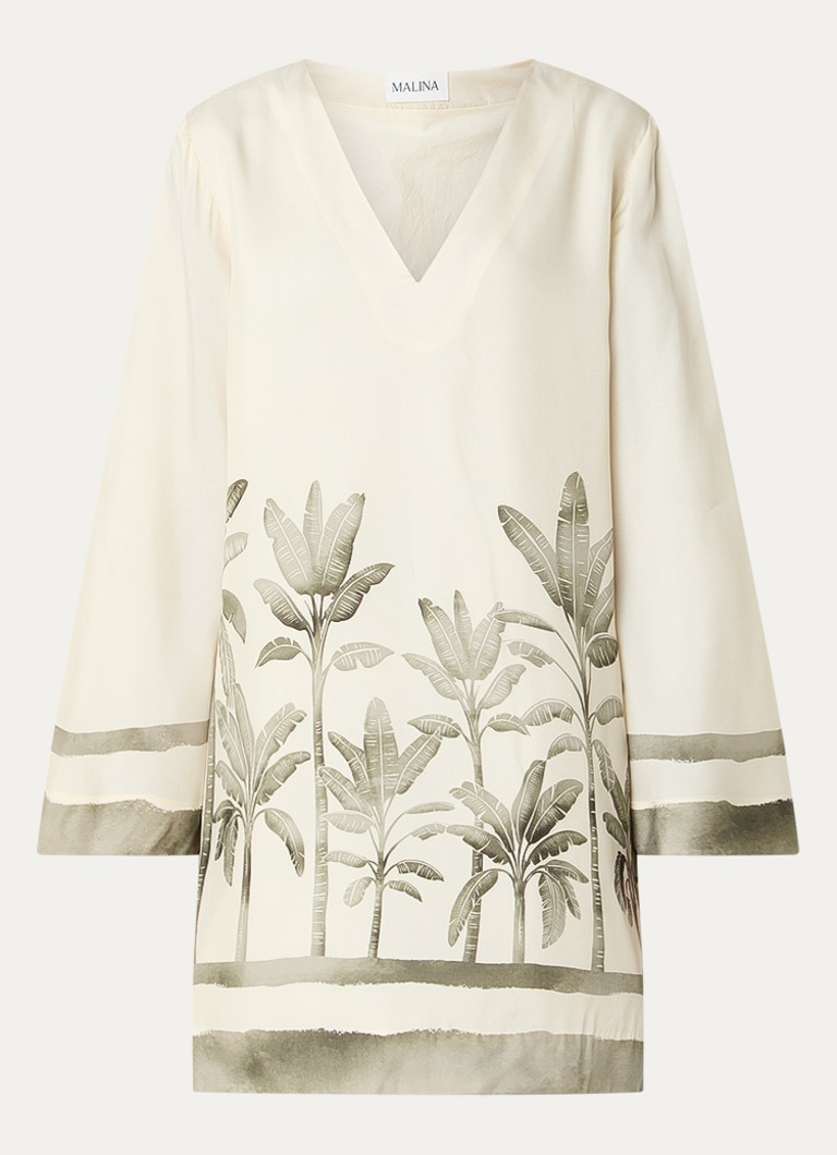 Malina Dames Leonella mini jurk met bloemenprint in de kleur Creme