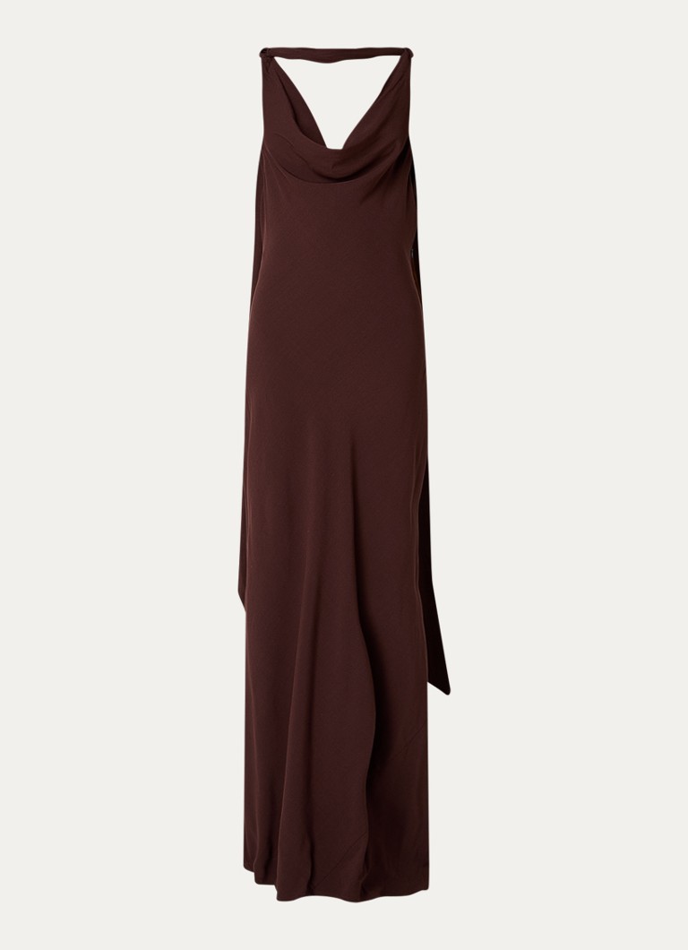 Malina Dames Vida maxi jurk met rugdecolleté in de kleur Bruin
