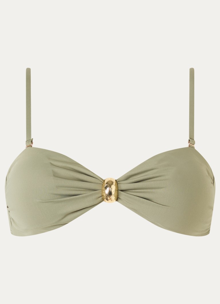 Malina Dames Leana Gold bandeau bikinitop met kralendecoratie in de kleur Lichtgroen