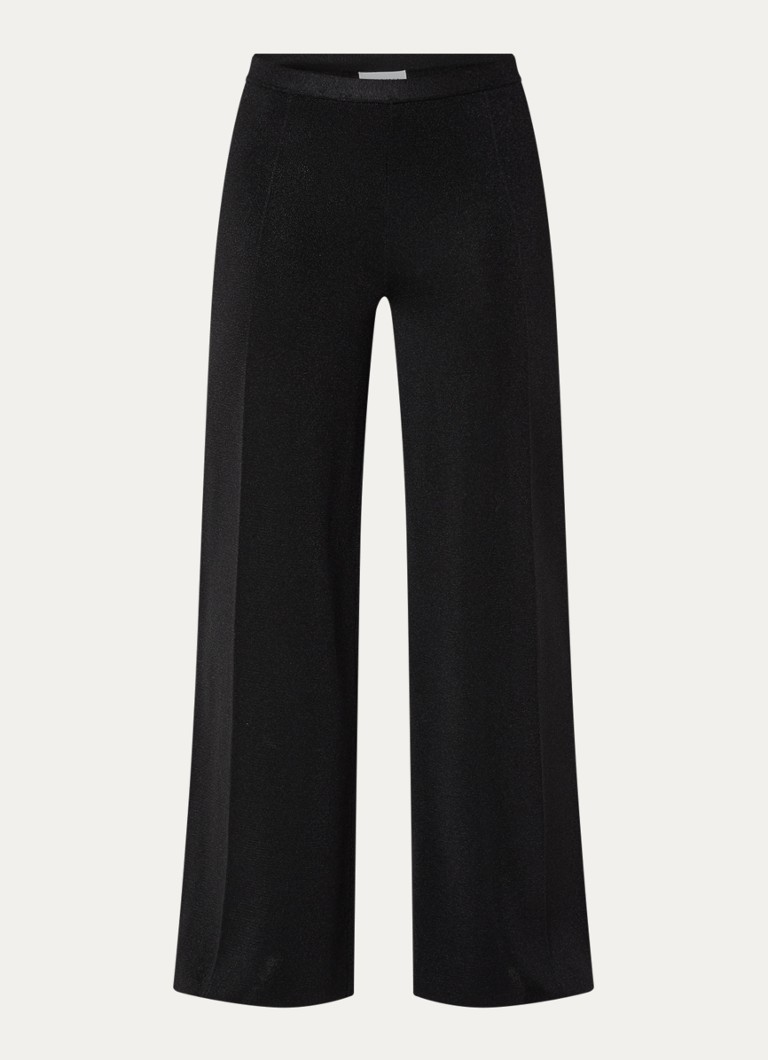 Malina Dames Ammie high waist wide fit broek met lurex in de kleur Zwart