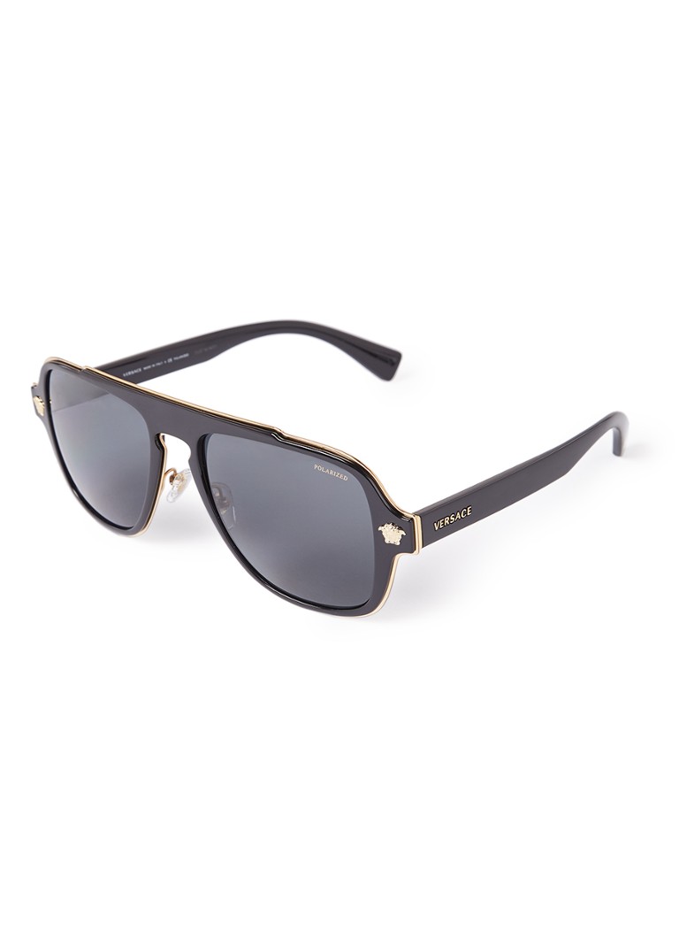 Versace Retro Heren Piloten zonnebril gepolariseerd VE2199 Zwart - Deal