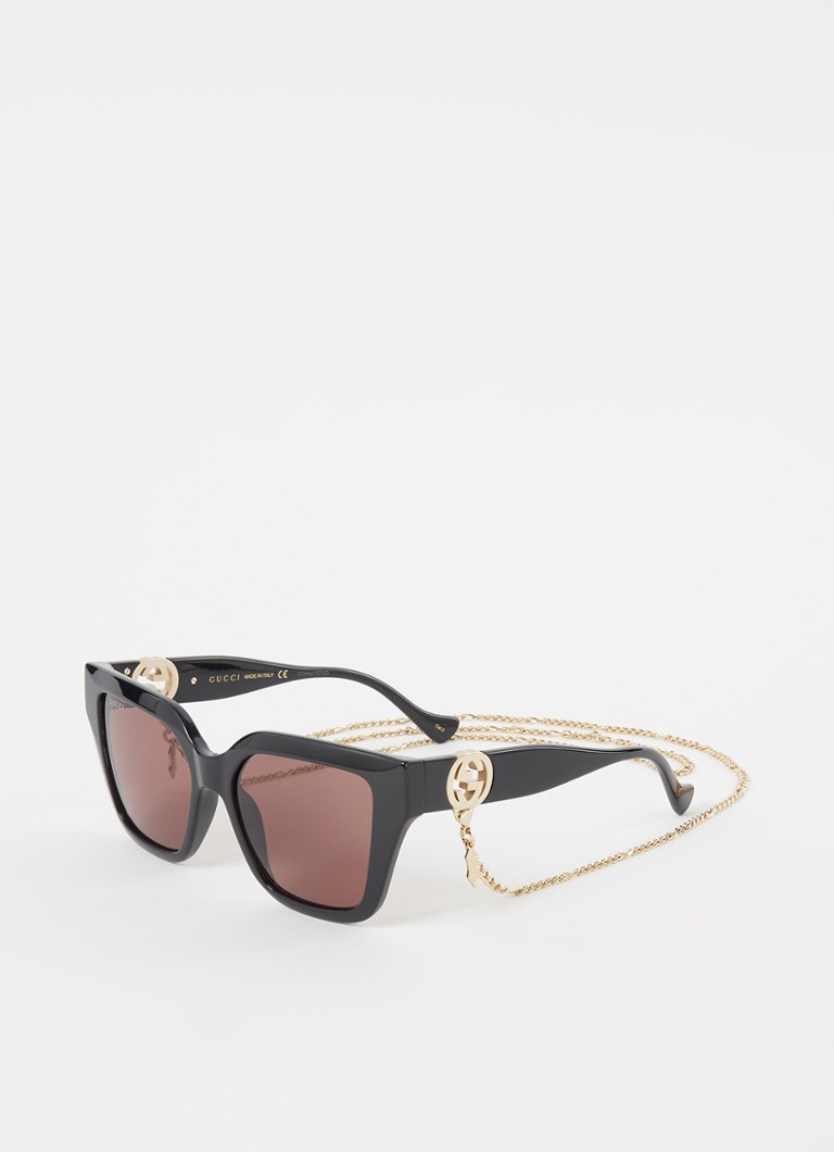 Gucci Dames Butterfly zonnebril met brillenkoord GG1023S in de kleur Zwart