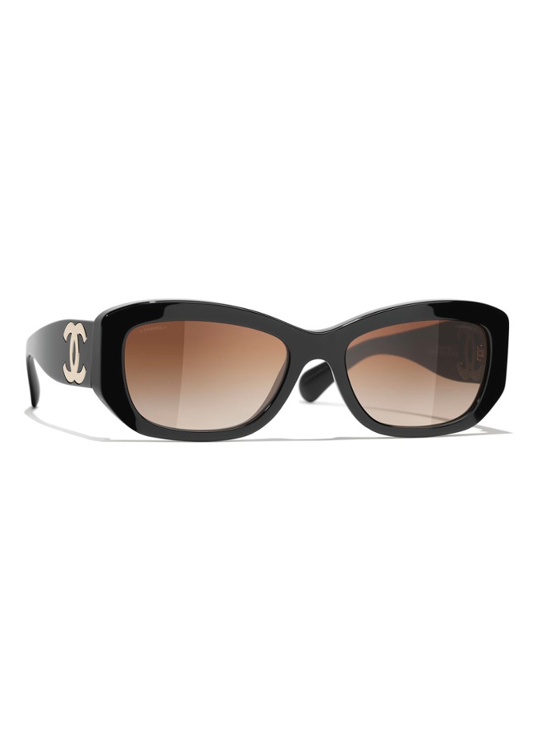 CHANEL Dames RECHTHOEKIGE ZONNEBRIL Zwart - Deal