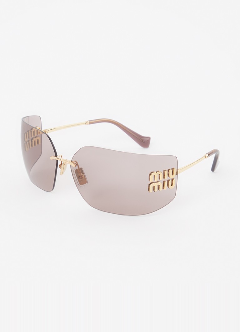 Miu Miu Dames Shield zonnebril MU 54YS Goud - Deal