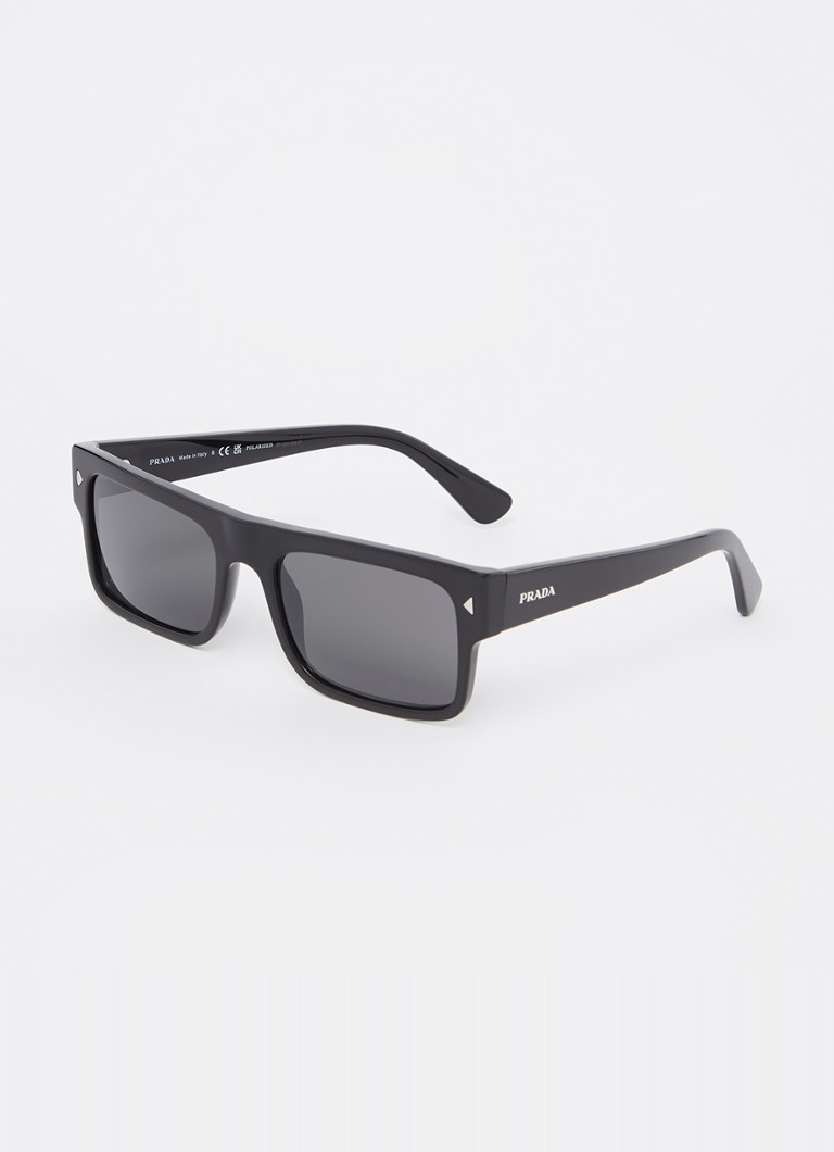 Prada Heren Wayfarer zonnebril gepolariseerd PRA10S Zwart - Deal