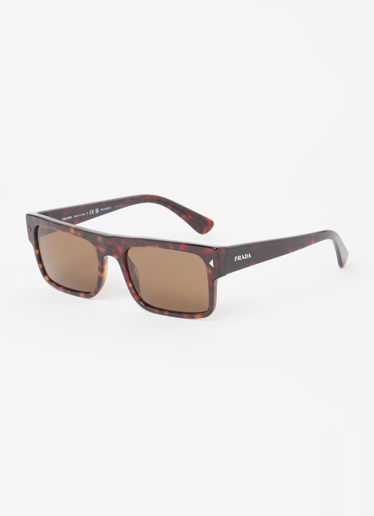 Prada Heren Wayfarer zonnebril gepolariseerd PRA10S Donkerbruin - Deal