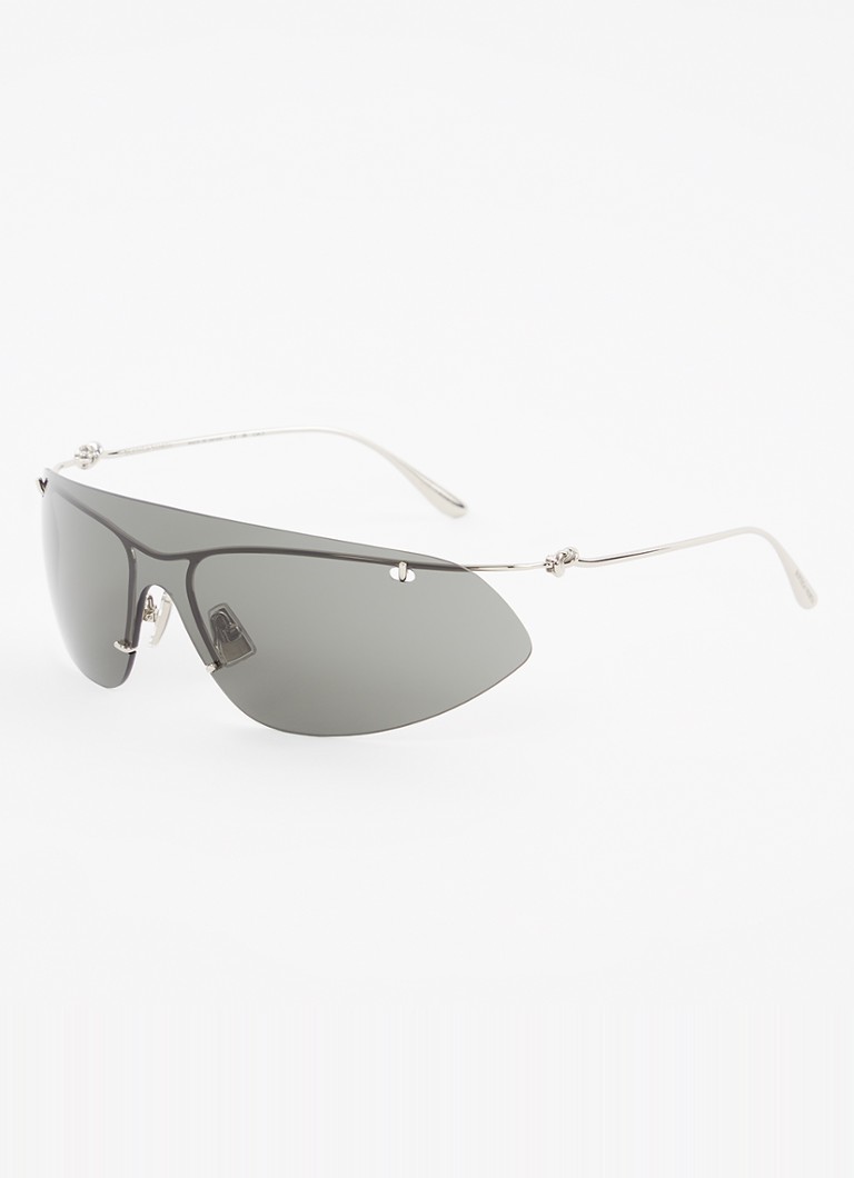 Bottega Veneta Heren Shield zonnebril BV1272S Zilver - Deal