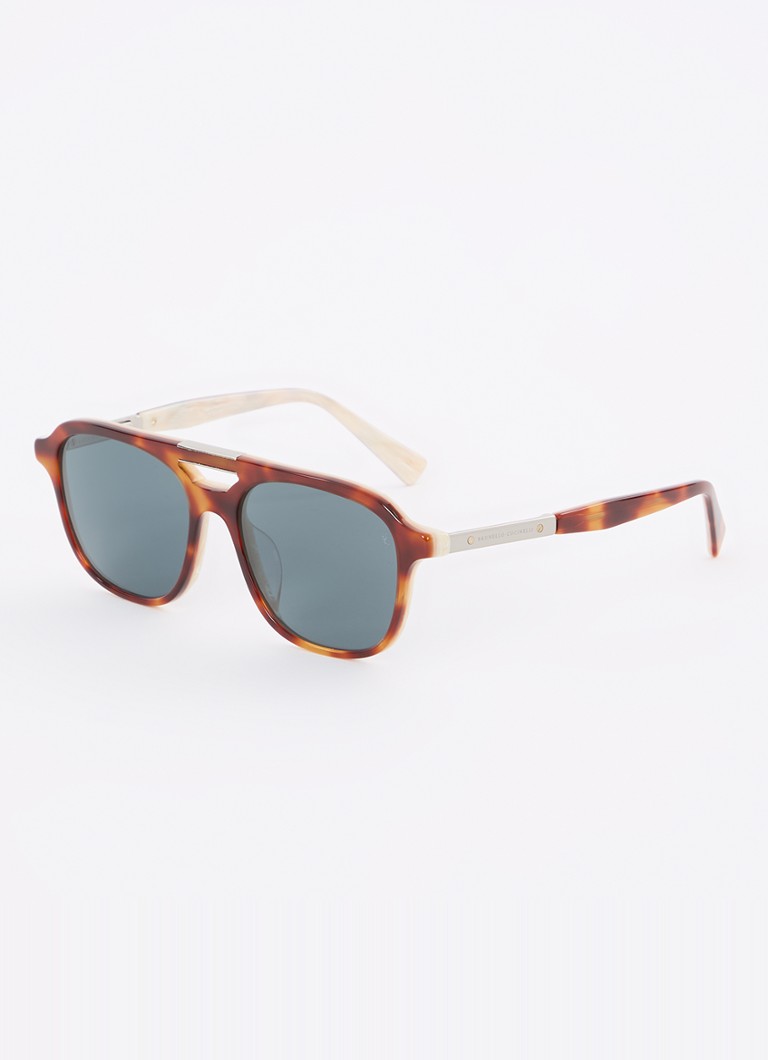 Brunello Cucinelli Heren Piloten zonnebril BC4001S Roodbruin - Deal
