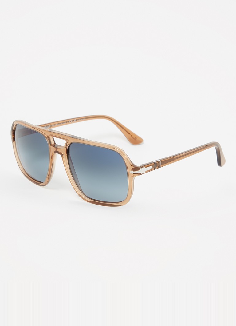 Persol Heren Piloten zonnebril gepolariseerd PO3328S Lichtbruin - Deal