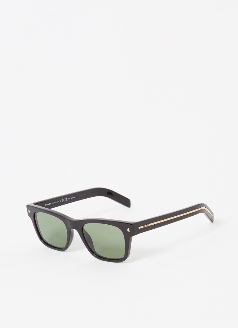 Prada Heren Wayfarer zonnebril gepolariseerd PRA17S Zwart - Deal