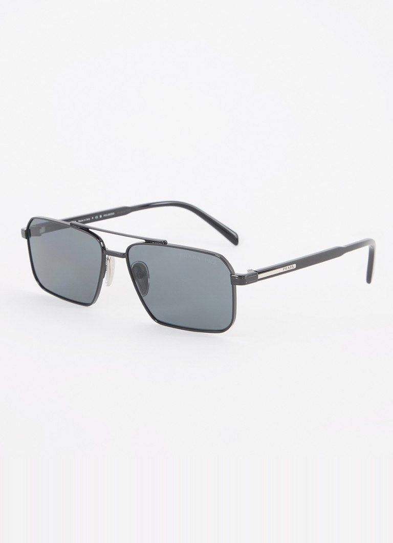Prada Heren Retro zonnebril gepolariseerd PRA57S Zwart - Deal