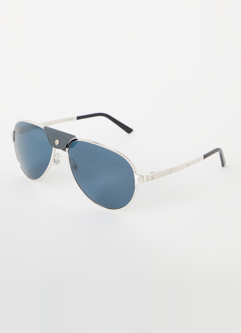 Cartier Heren Piloten zonnebril gepolariseerd CT0034S Zilver - Deal