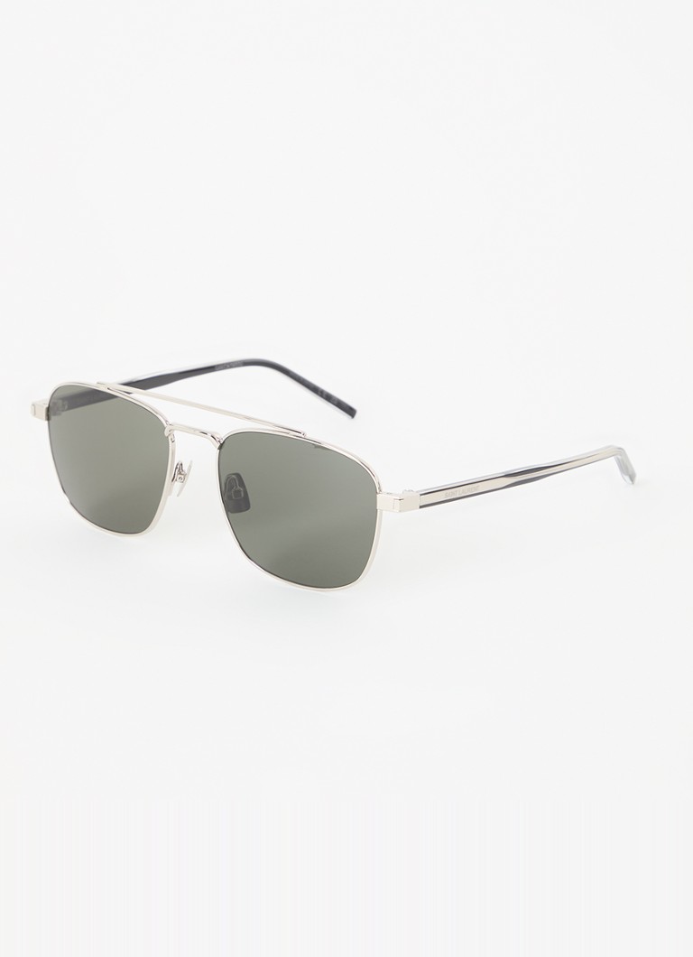 Saint Laurent Heren Piloten zonnebril SL 665 Zilver - Deal