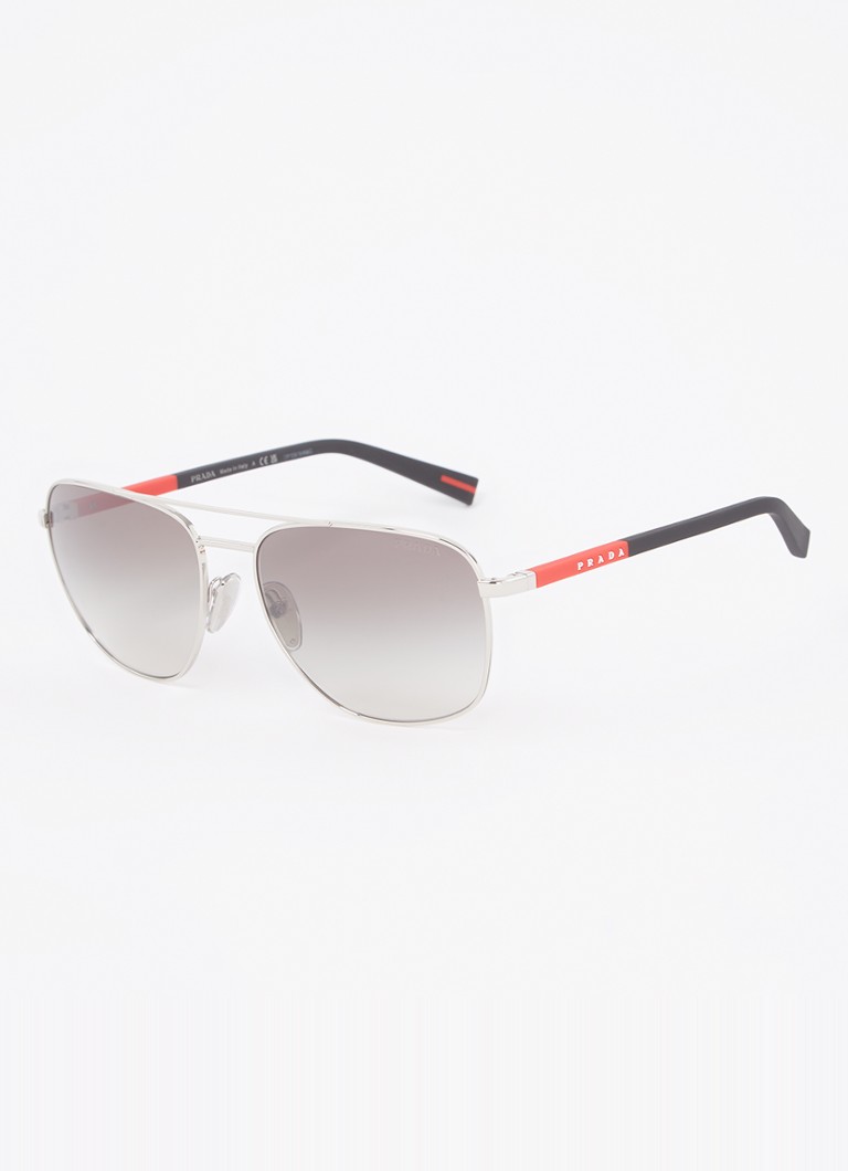 Prada Linea Rossa Heren Piloten zonnebril PS54ZS Zilver - Deal