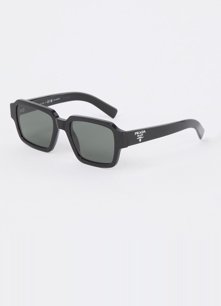 Prada Heren Retro zonnebril gepolariseerd PR02ZS Zwart - Deal